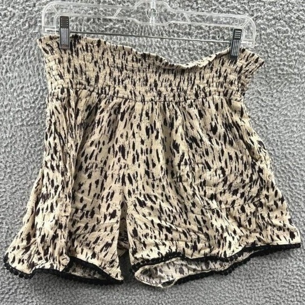 Three Dots‎ Womens Animal Print Shorts XL Indie Boho Flowy Smocked Waist Pull On